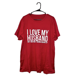 SHEIN CURVE Maroon Funny “I Love My Husband” Flowy T-Shirt